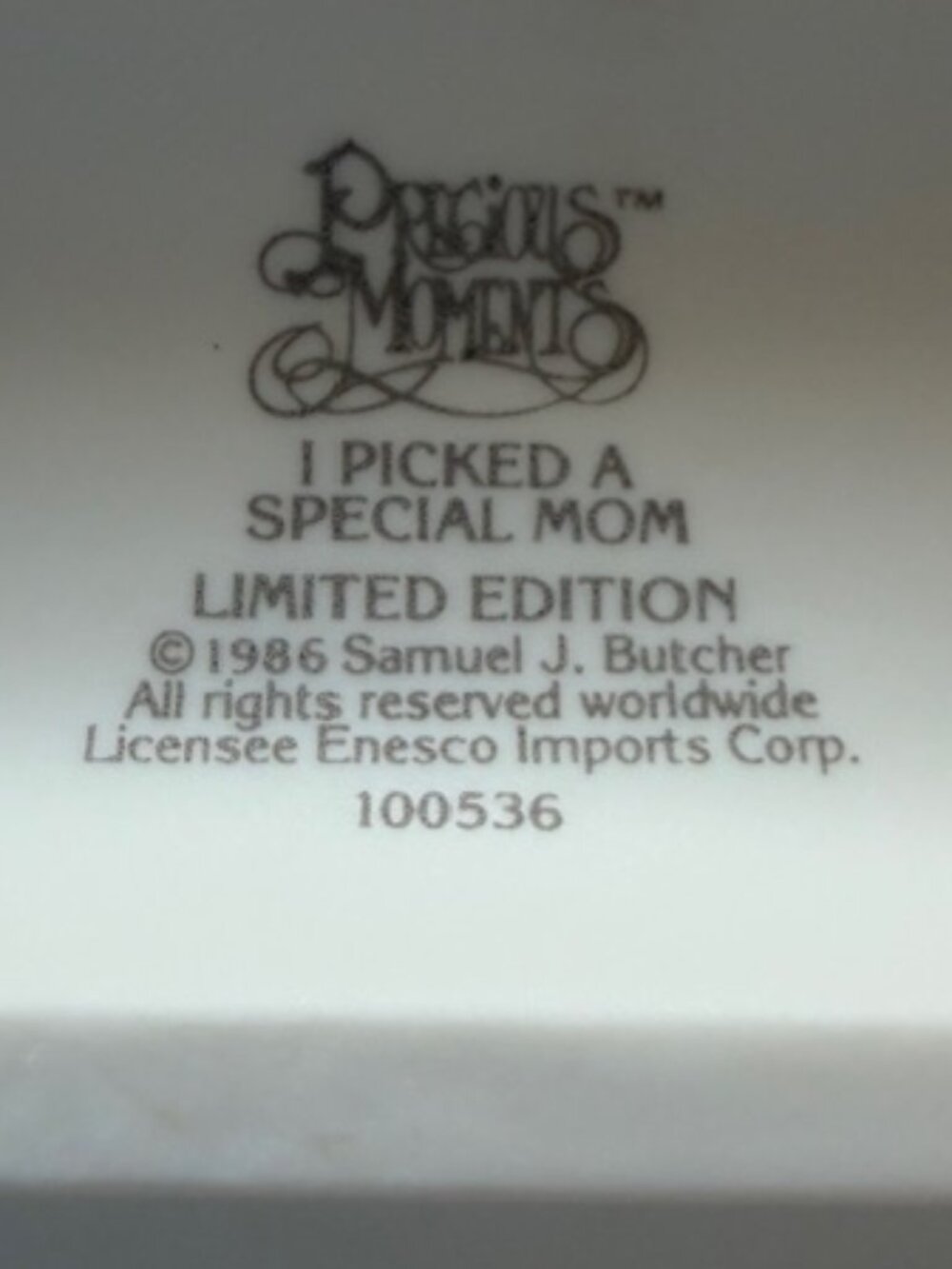 1986 "I Picked a Special Mom" Precious Moment Limited Edition - Picture 3 of 3
